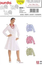 7772 BURDA SEMI FIT JACKET, COLLAR OR NOT PATTERN 10-24 UNCUT